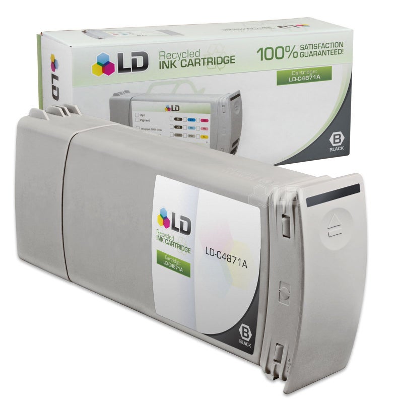 LD خراطيش حبر معاد تصنيعها من LD Products بديل لـ HP 80 C4871A (أسود) متوافقة مع طرازات طابعات HP DesignJet 1050C 1050C Plus 1055CM 1055CM Plus - Image 1